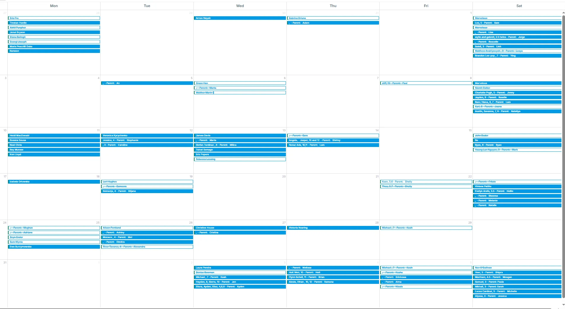 Students training at Port Credit Academy