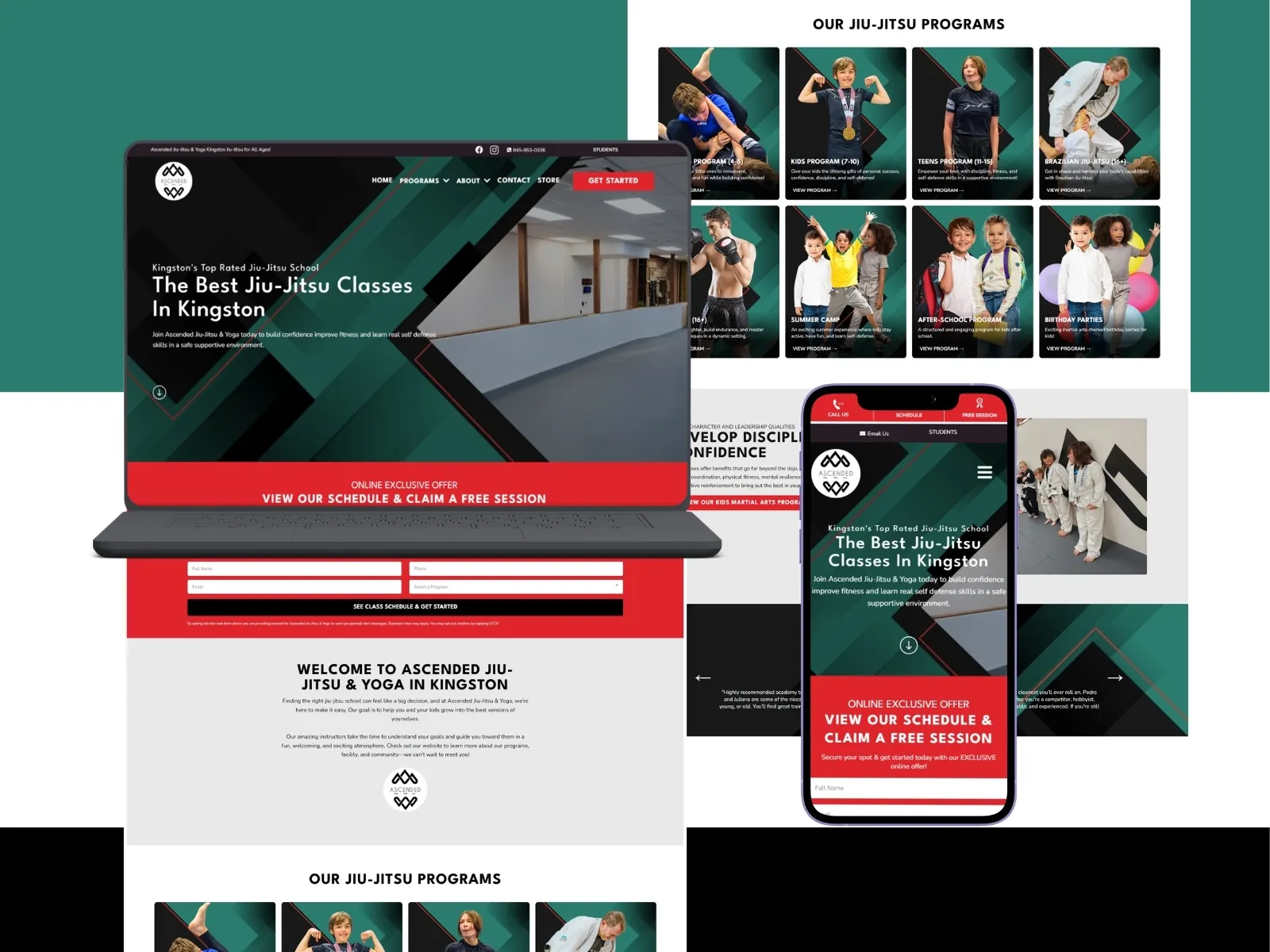 Ascended BJJ martial arts website by Veuze Media