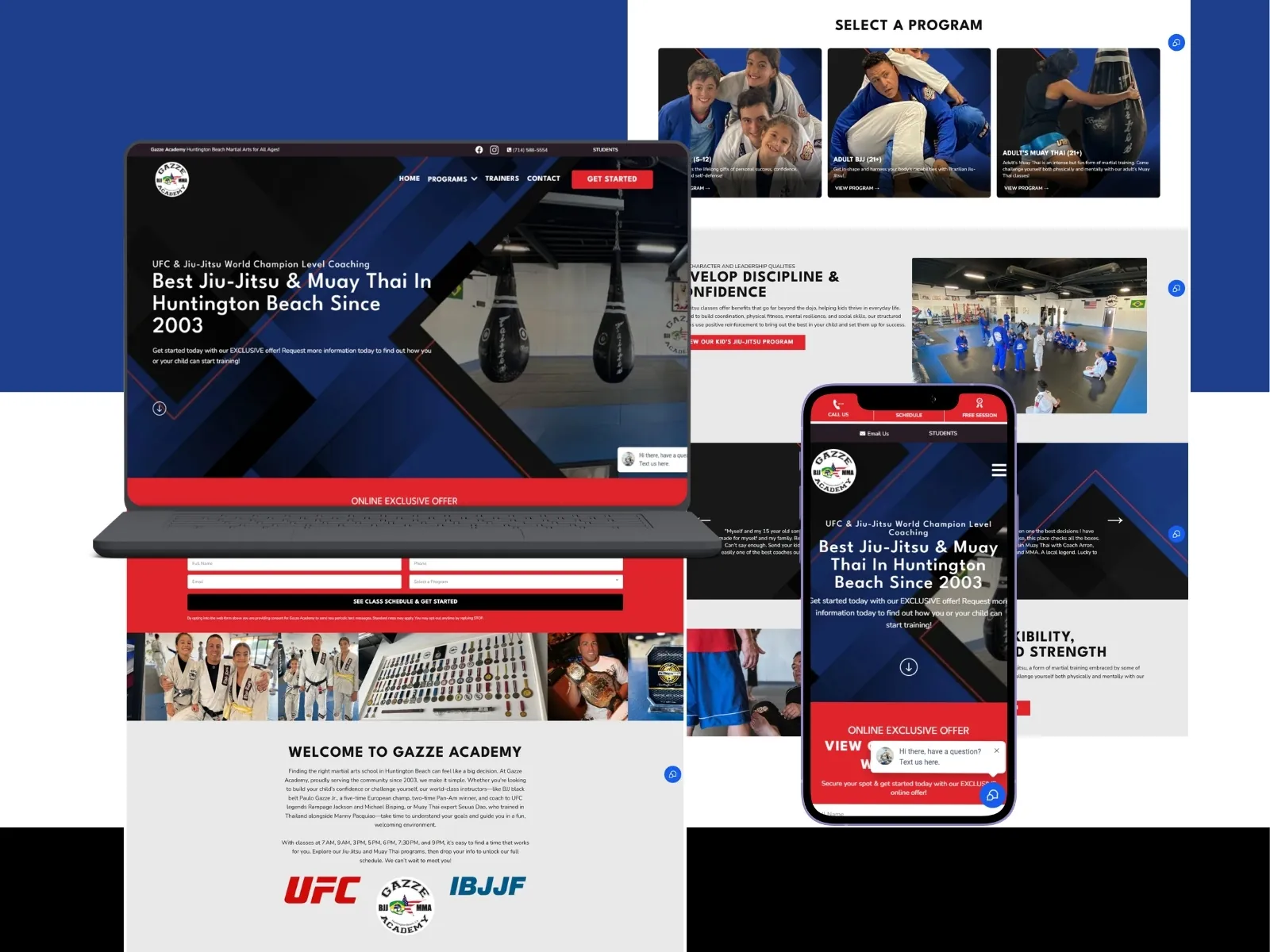 Gazze Academy martial arts school website design by Veuze Media