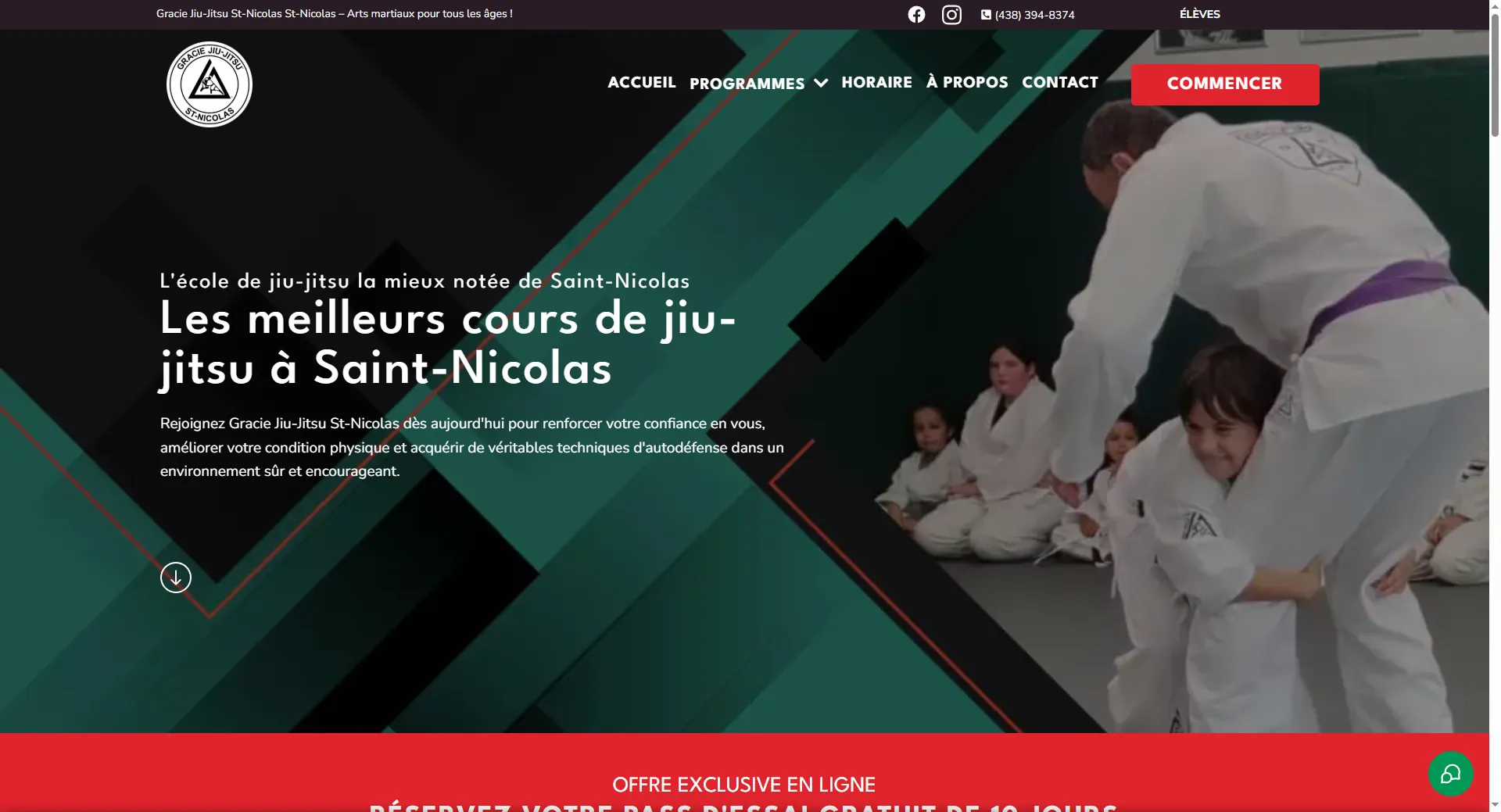 Gracie Jiu Jitsu St. Nicolas website by Veuze Media